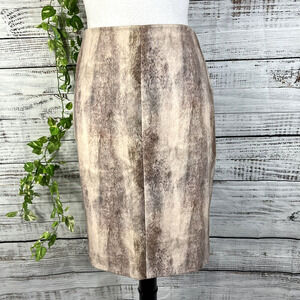 Catherine Skirt size 6 Brown Tan Faux Fur Pencil Knee Casual Career College Club